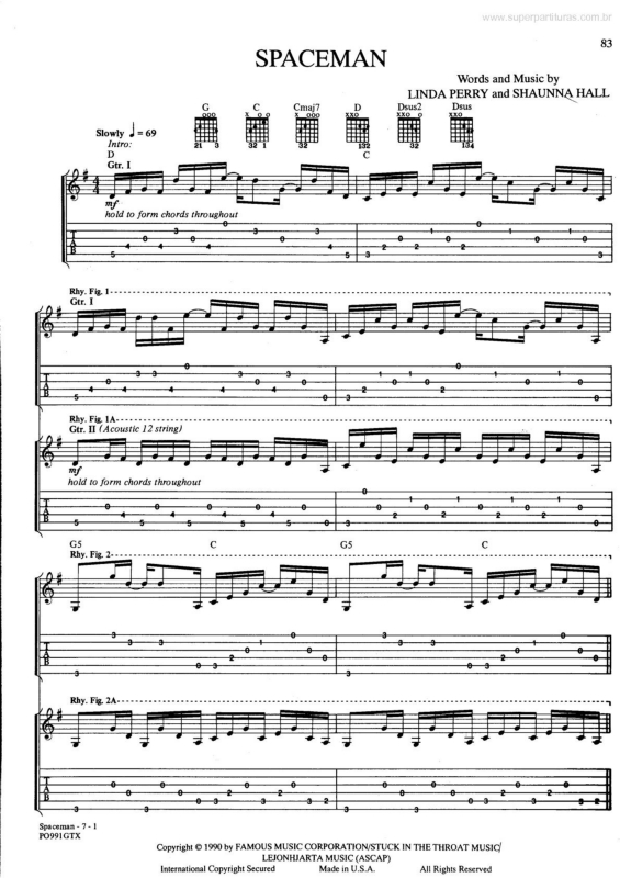 Partitura da música Spaceman