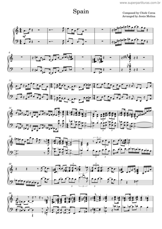 Partitura da música Spain – Jesús Molina