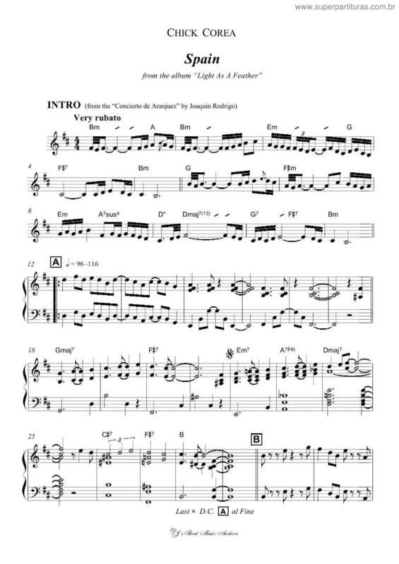 Partitura da música Spain v.3