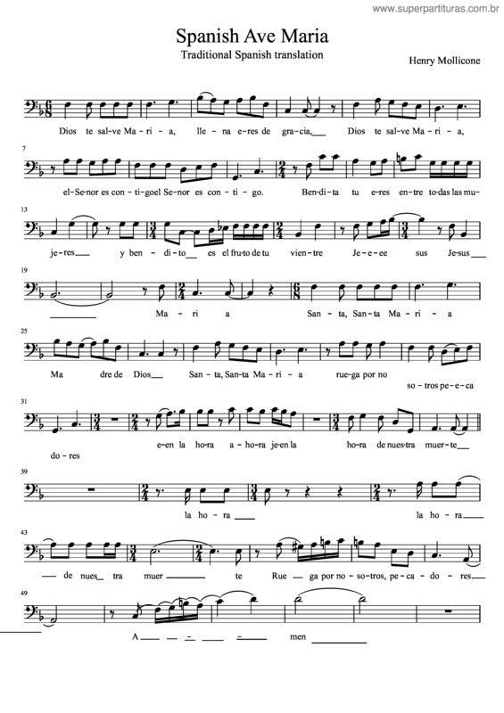 Partitura da música Spanish Ave Maria