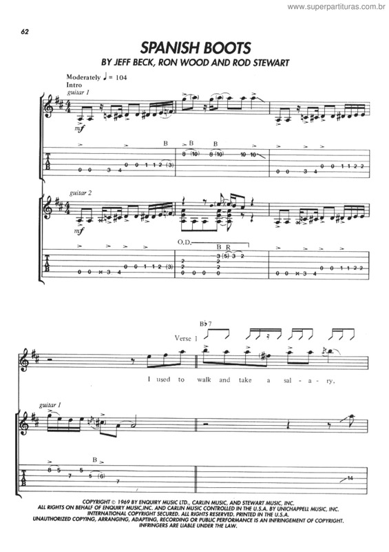 Partitura da música Spanish boots