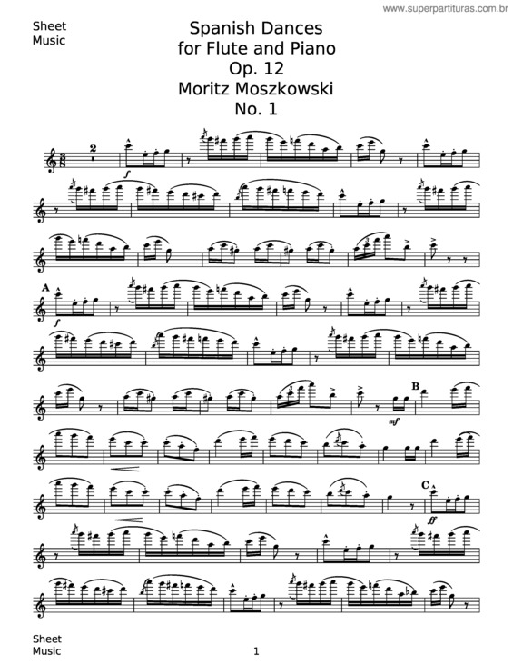 Partitura da música Spanish Dances, Op.12, No.1 – Moritz Moszkowski