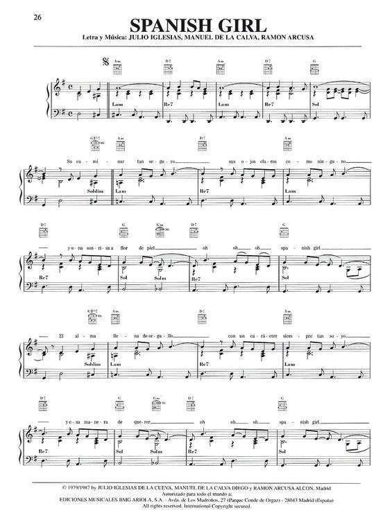 Partitura da música Spanish Girl