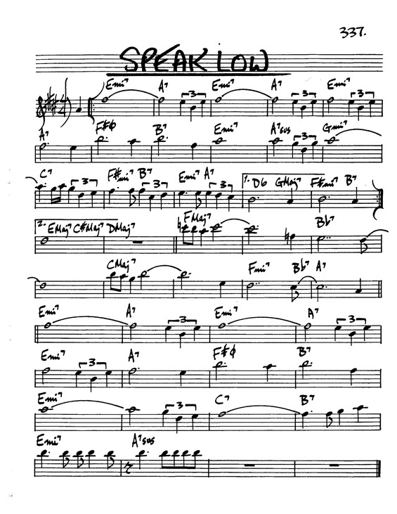 Partitura da música Speak Low