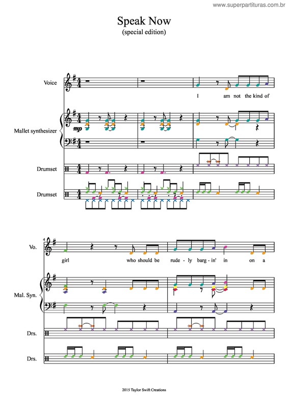 Partitura da música Speak now