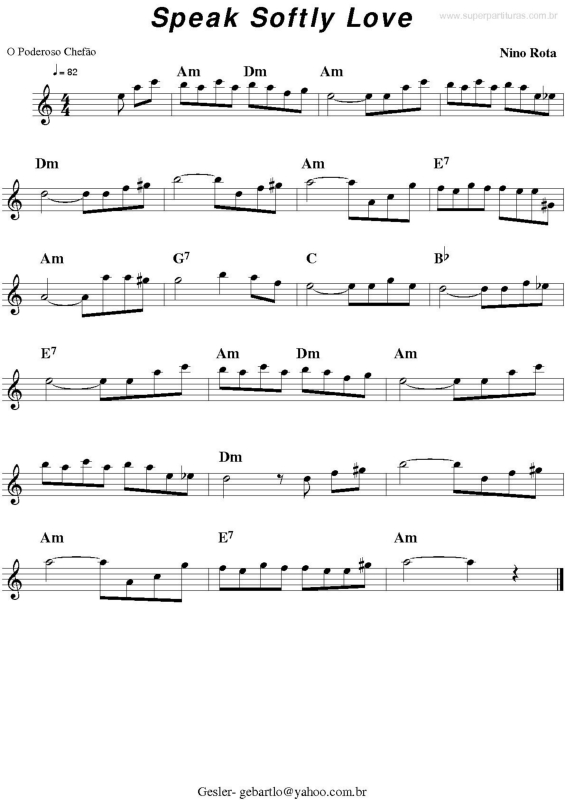 Partitura da música Speak Softly Love v.2