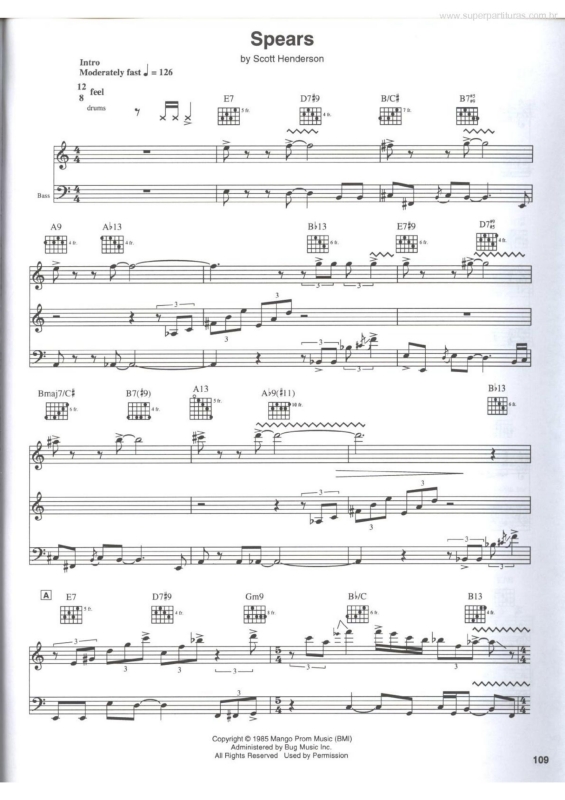 Partitura da música Spears