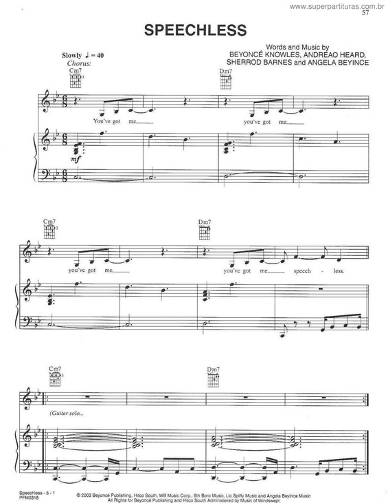 Partitura da música Speechless v.4