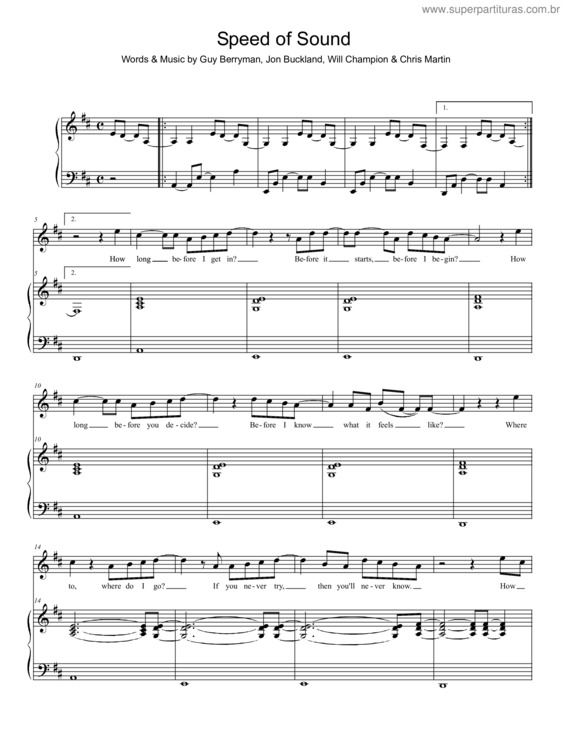 Partitura da música Speed Of Sound v.2