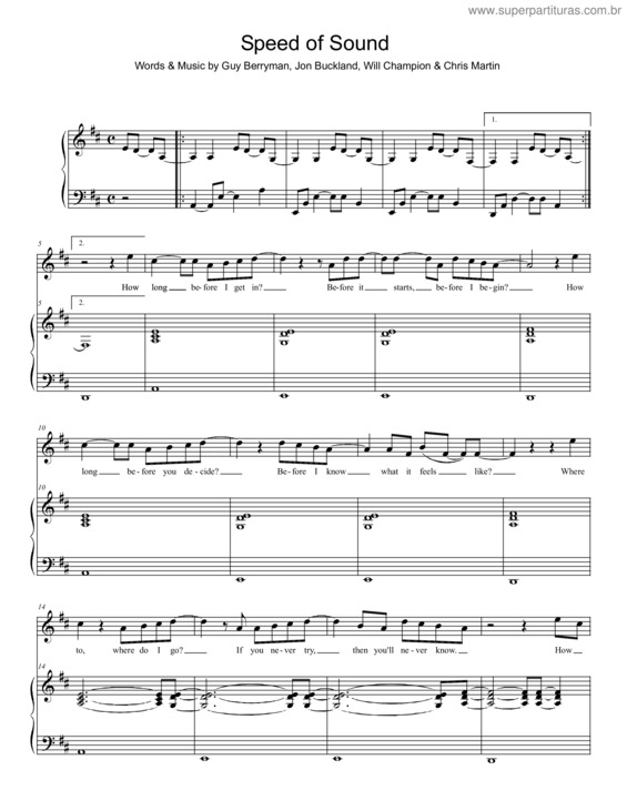 Partitura da música Speed Of Sound v.2