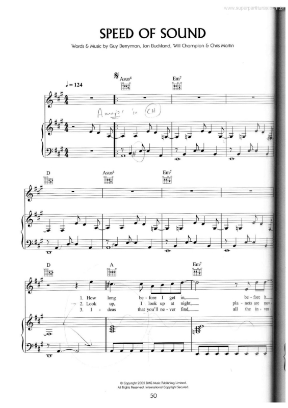 Partitura da música Speed of Sound