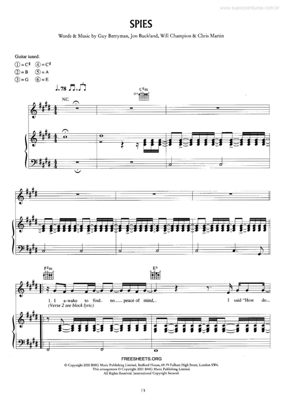 Partitura da música Spies v.2