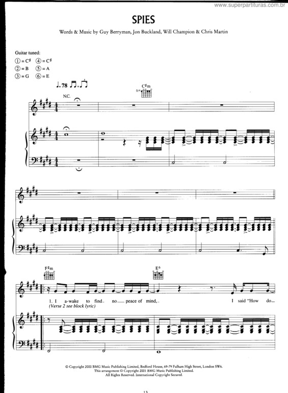 Partitura da música Spies v.3