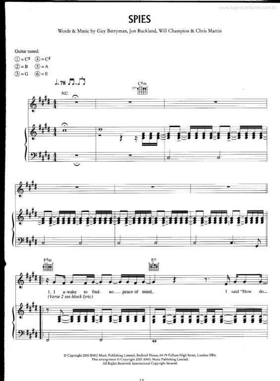 Partitura da música Spies