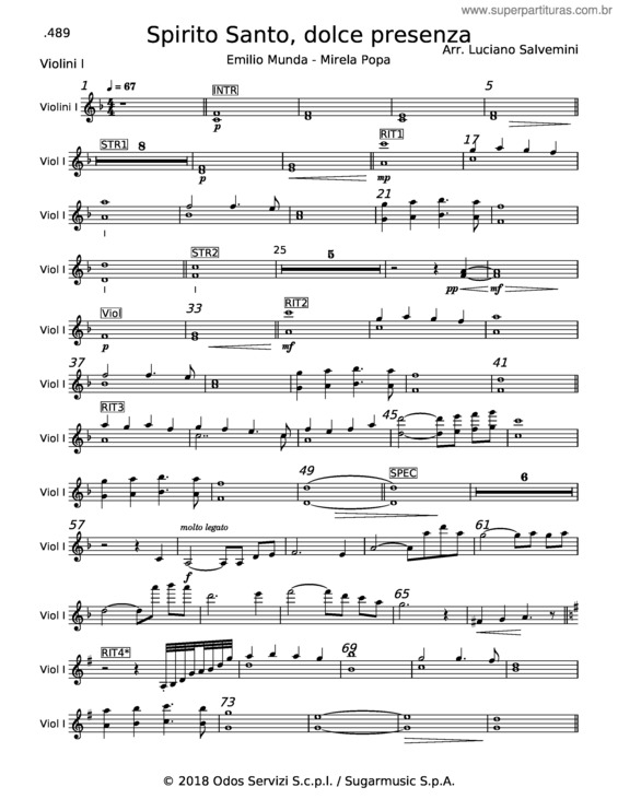 Partitura da música Spirito Santo, Dolce Presenza – Luciano Salvemini