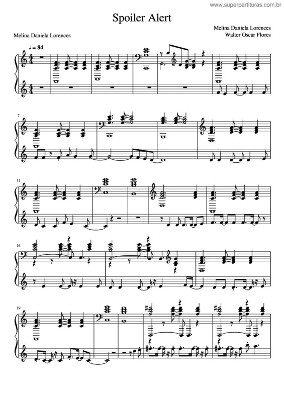Partitura da música Spoiler Alert