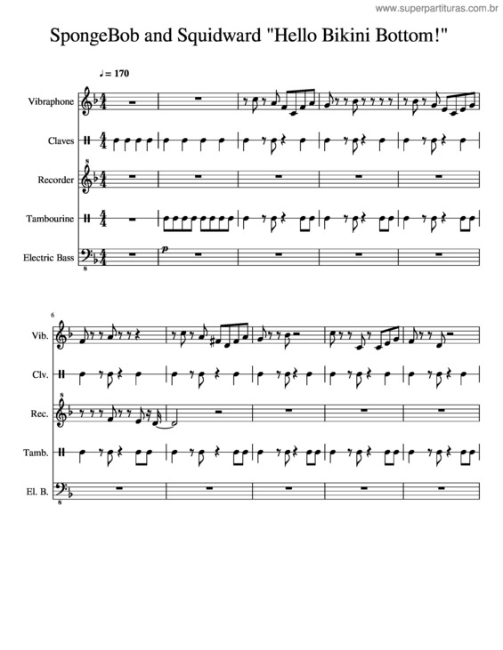 Partitura da música Spongebob And Squidward Duet From Hello Bikini Bottom!
