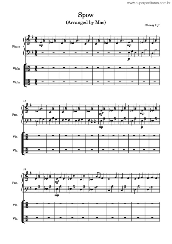 Partitura da música Spow – Cheesy Hfj Spow