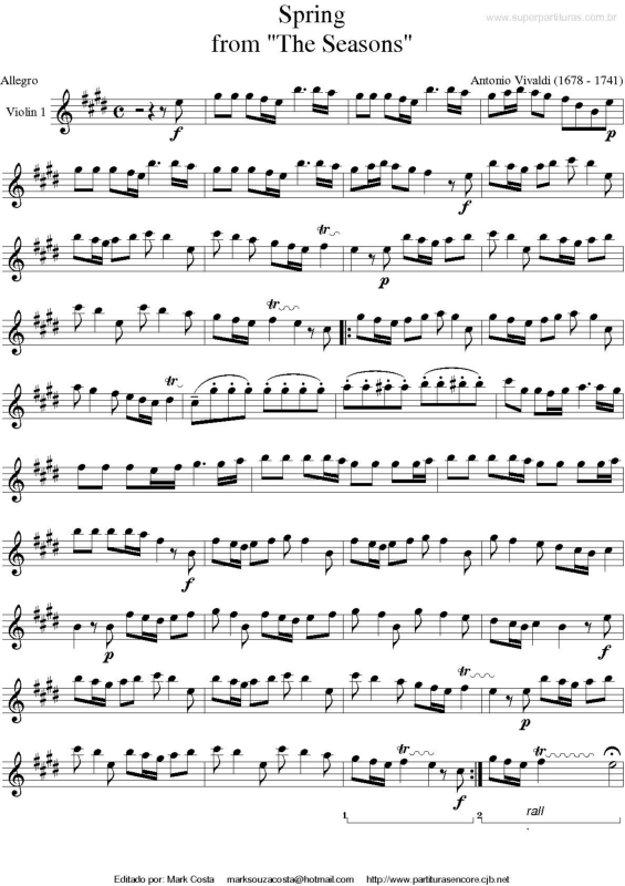 Partitura da música Spring ( The Seasons)