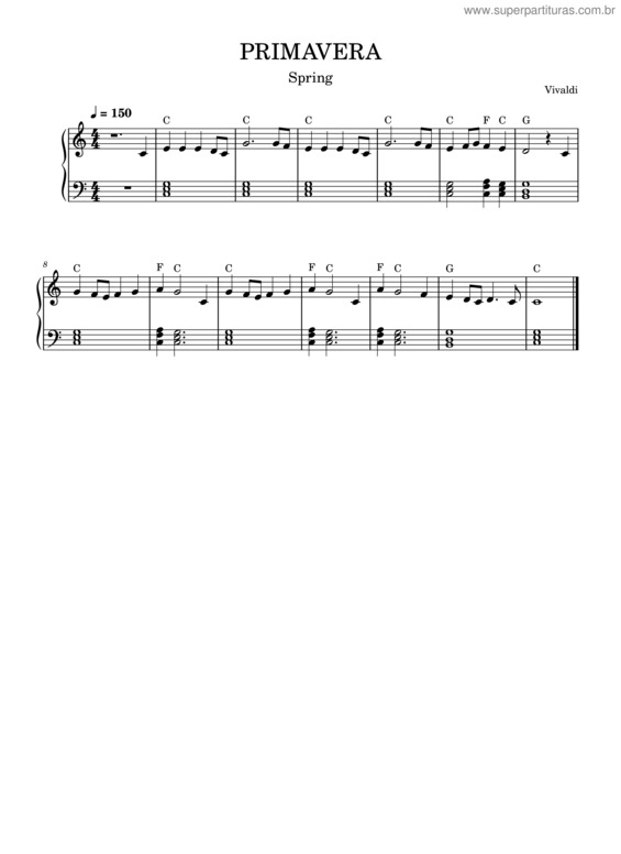 Partitura da música Spring A Primavera