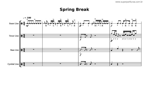 Partitura da música Spring Break: Drum Cadence