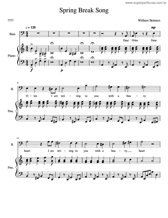Partitura da música Spring Break Song