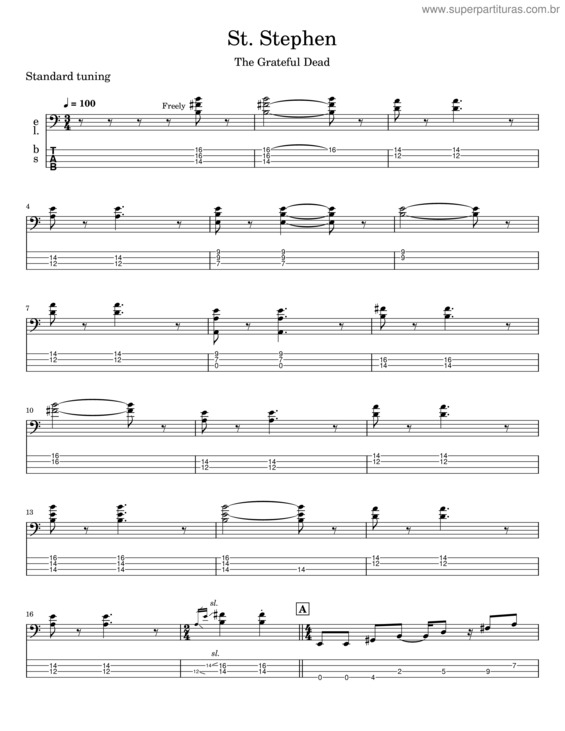 Partitura da música St. Stephen – The Grateful Dead
