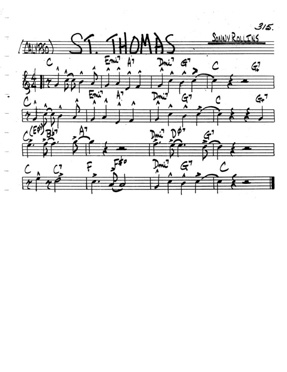 Partitura da música St Thomas v.6