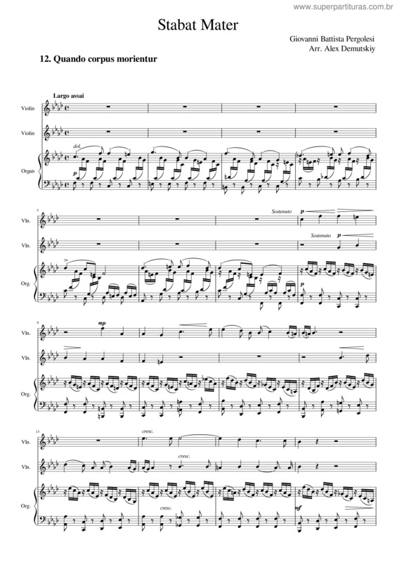 Partitura da música Stabat Mater, P.77 – Giovanni Battista Pergolesi Quando Corpus Morietur