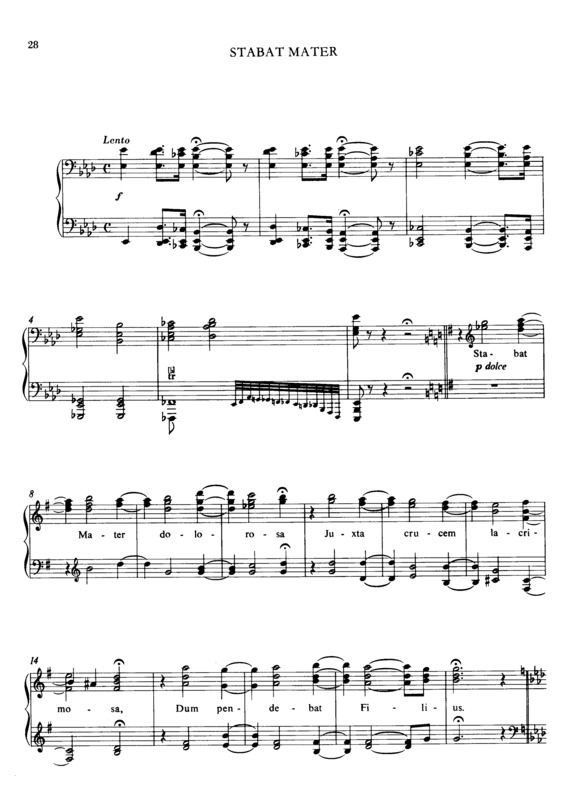 Partitura da música Stabat Mater S.172b