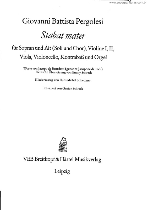 Partitura da música Stabat Mater