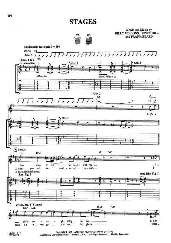 Partitura da música Stages