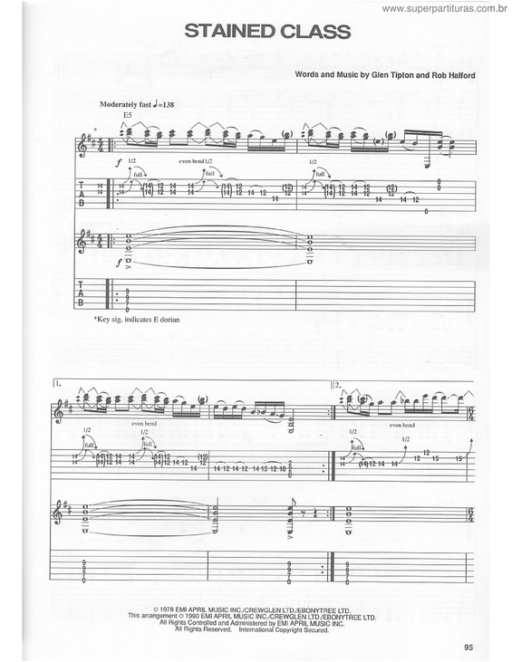 Partitura da música Stained Class