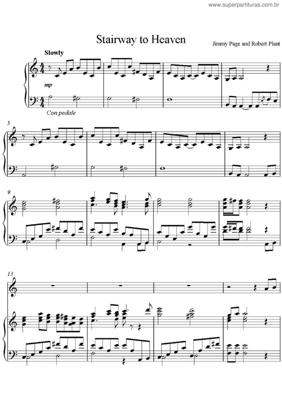 Partitura da música Stairway To Heaven v.4