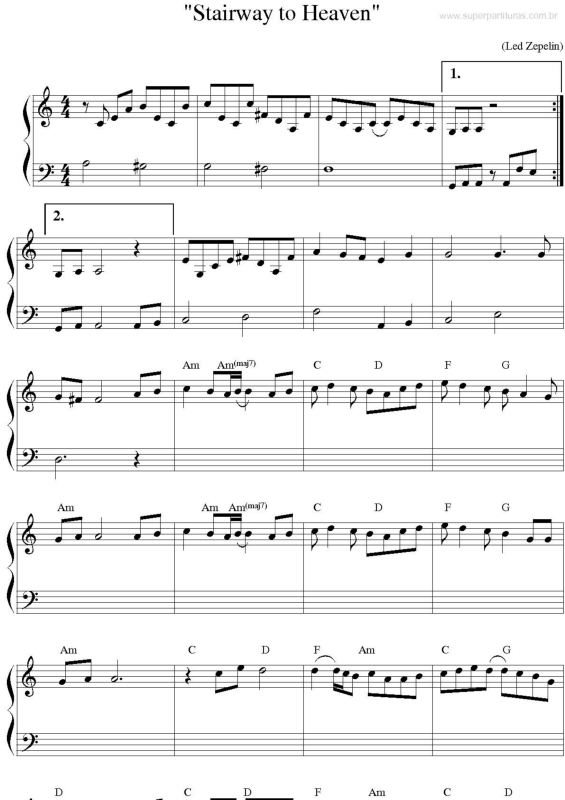 Partitura da música Stairway To Heaven