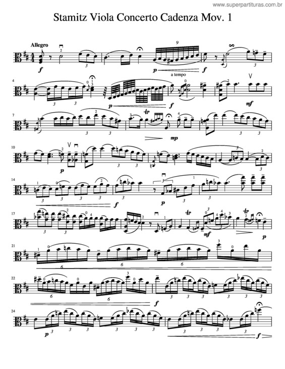 Partitura da música Stamitz Viola Concerto Cadenza Mov. 1