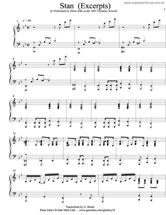 Partitura da música Stan