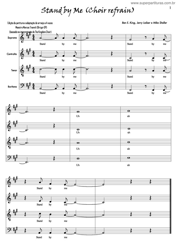 Partitura da música Stand By Me (Choir Refrain) - The Kingdom Choir