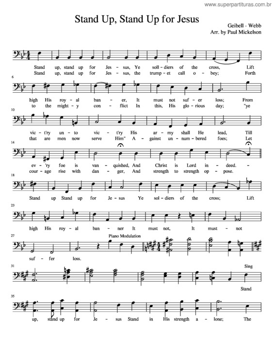 Partitura da música Stand Up, Stand Up For Jesus v.2