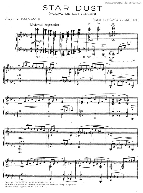 Partitura da música Star Dust