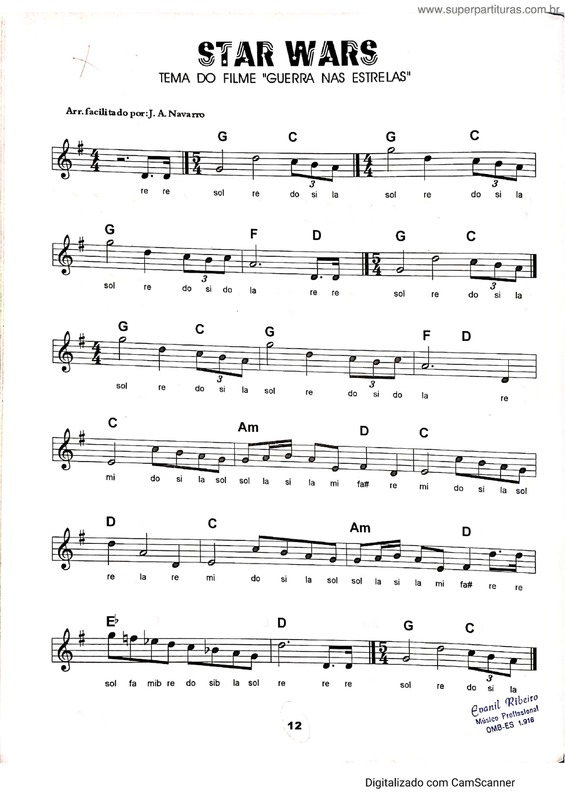 Partitura da música Star Wars v.3