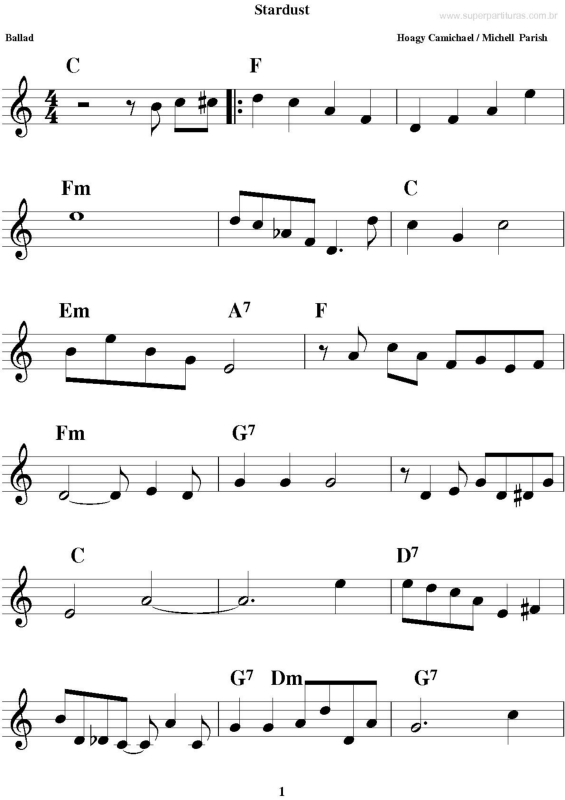 Partitura da música Stardust