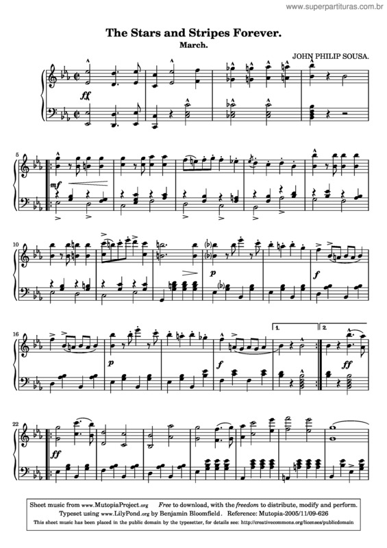 Partitura da música Stars and Stripes Forever