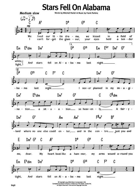 Partitura da música Stars Fell On Alabama