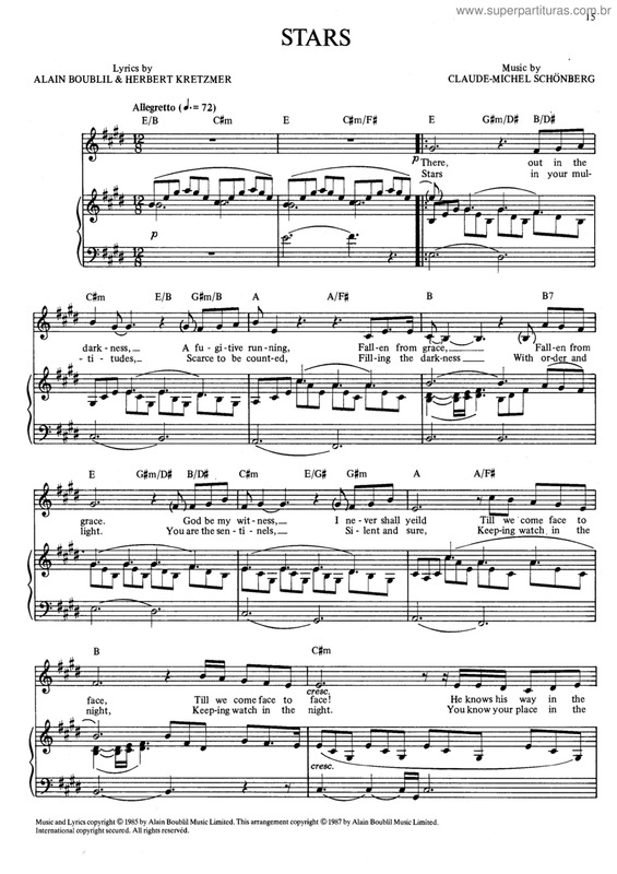 Partitura da música Stars