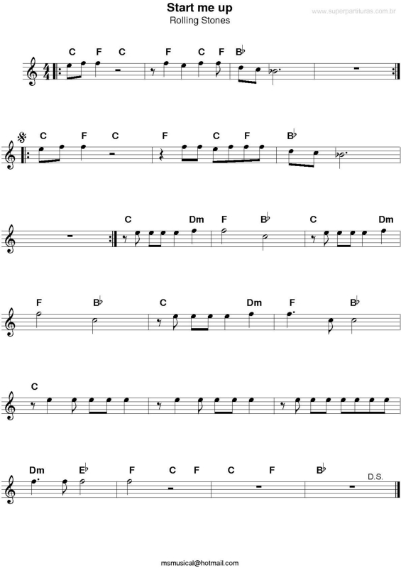 Partitura da música Start Me Up