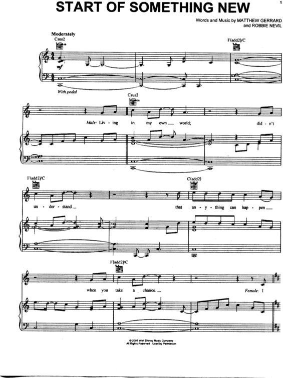 Partitura da música Start of Something New