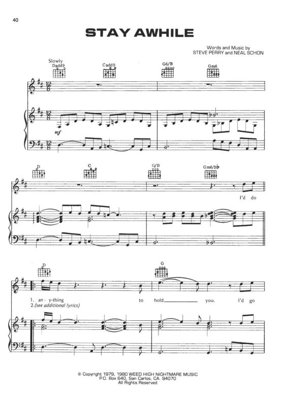 Partitura da música Stay Awhile