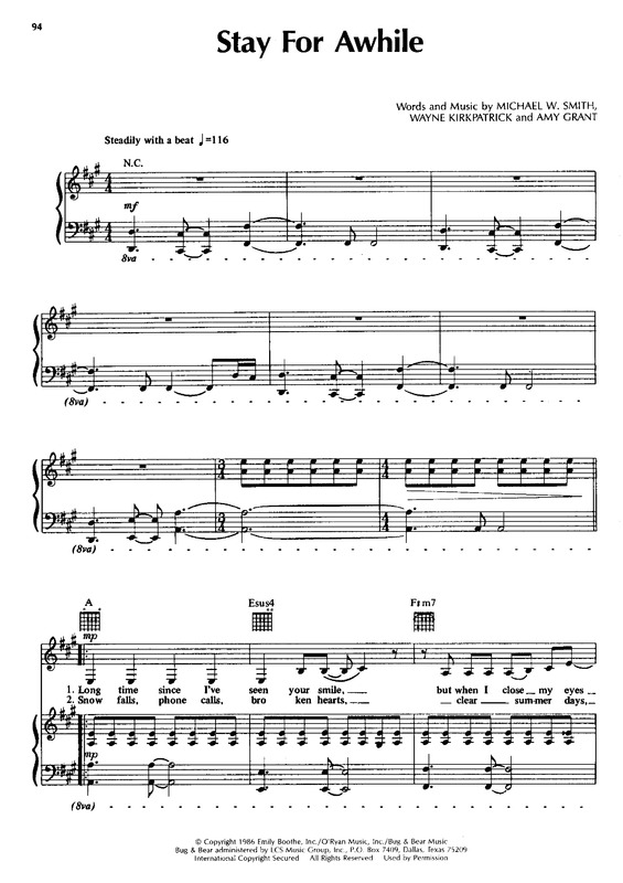 Partitura da música Stay For Awhile v.2