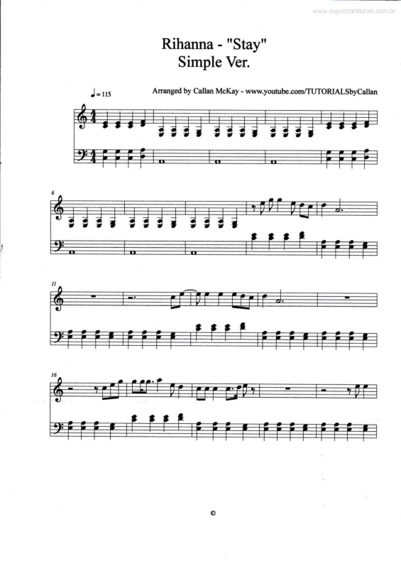 Partitura da música Stay v.3